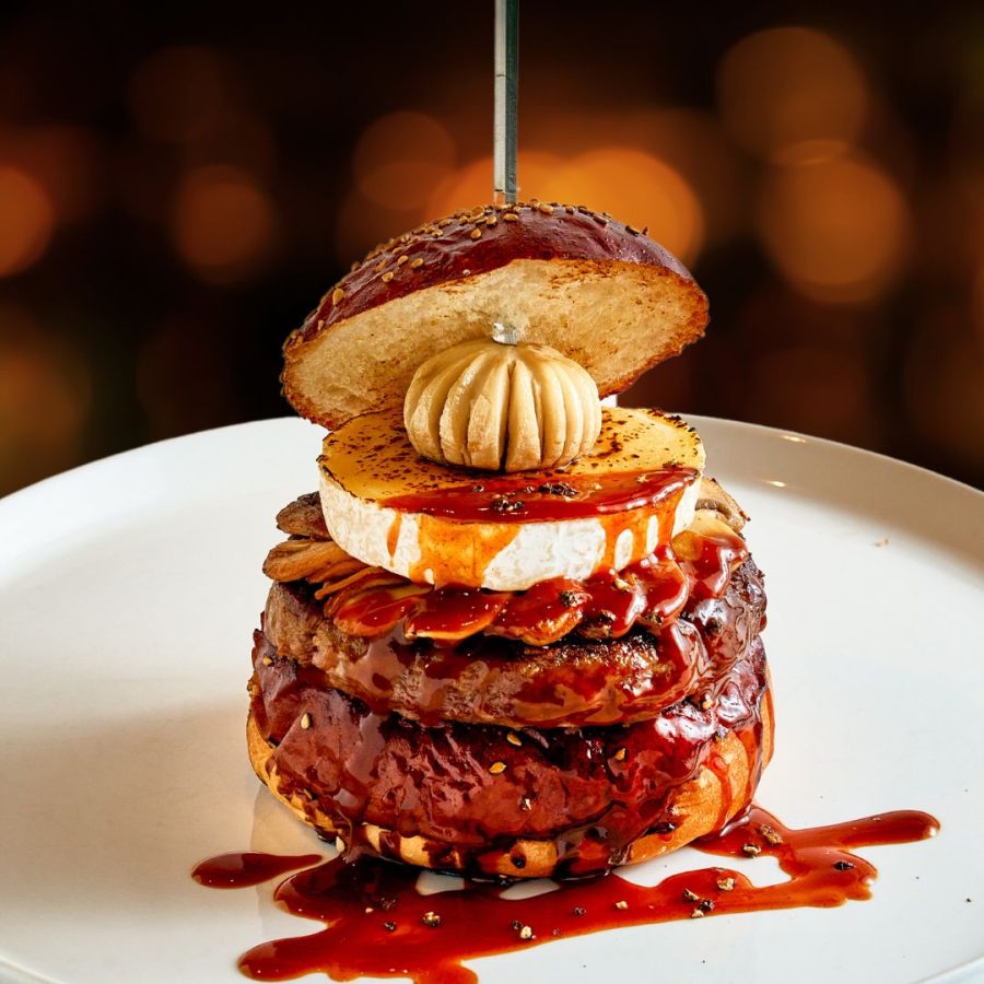 Halal Mushroom and Camembert Burger: A mouthwatering halal burger topped with melted camembert cheese, mushrooms, and a drizzle of rich sauce.